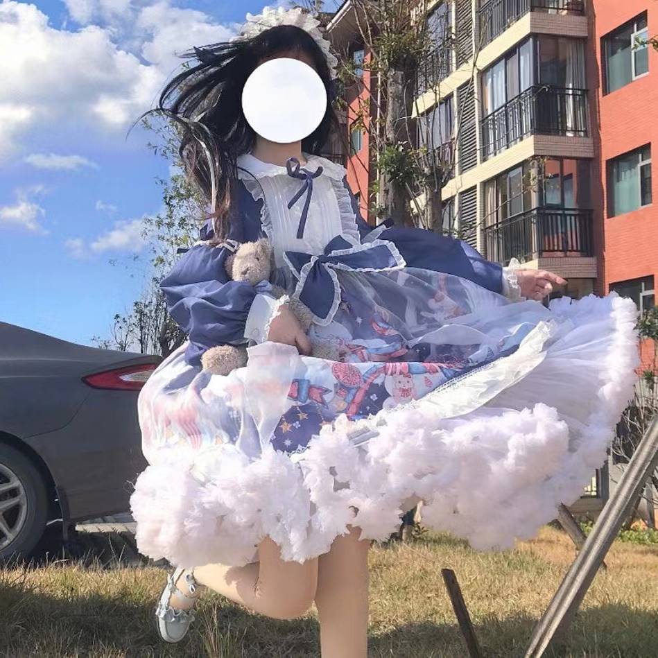 洛丽塔公主裙Lolita裙子蓬蓬裙日常少女夏季OP成人甜系萝莉塔套装-图3