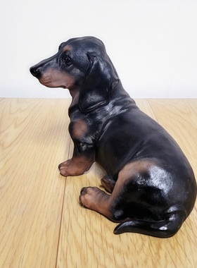 仿真黑狗小狗摆件动物模型工艺品