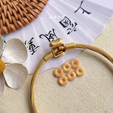 适用周家黄金色钢绳3mm手绳diy转运珠charme配绳防水不锈钢手链
