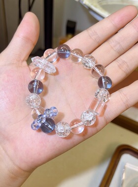 仿天然海蓝宝白水晶手链女ins小众轻奢设计款高级感手串闺蜜礼物