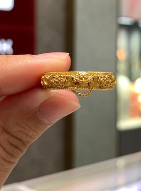 周大福龙腾鼓乐椒图衔环黄金戒指