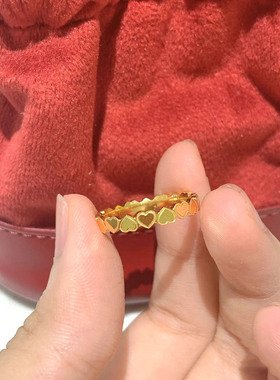 周大福满圈爱心黄金戒指拼接圈戒