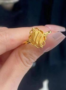 周大福花边魔镜足金黄金戒指