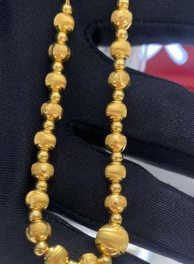 周大福拉丝猫眼石黄金手链