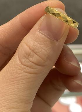 周大福菱形切面足金黄金戒指