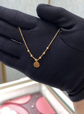 周大福珠珠手链吊坠福字福牌