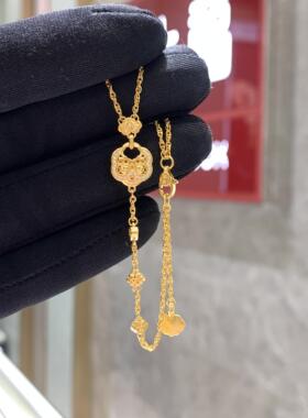 周大福如意祥云并蒂莲黄金手链