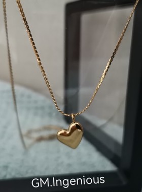 小众设计18K镀金细链桃心项链女