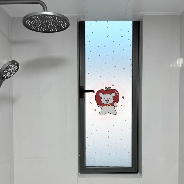 苹果小狗2025新款玻璃贴膜洗手间浴室窗户免胶防走光装饰磨砂贴纸 - 图1