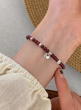 925银石榴石串珠手链轻奢百搭