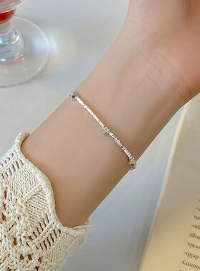 S925纯银星星碎银几两叠手链