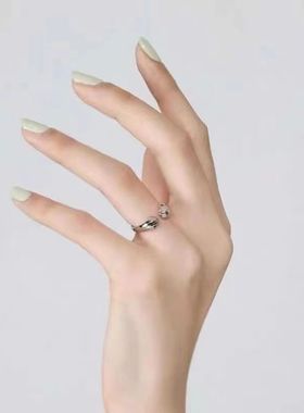 小红书猫爪戒指开口指环心可爱猫猫踩痕戒指设计感情侣戒