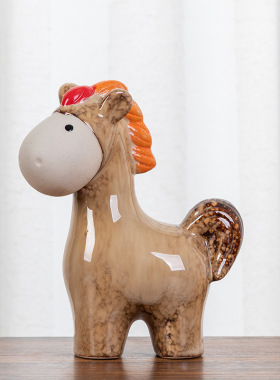 木马北欧简约家居客厅创意玄关陶瓷工艺品电视柜装饰摆件