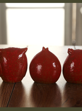 陶瓷窑变工艺品  套三猫头鹰家居摆件 陶瓷工艺品czm20陶瓷工