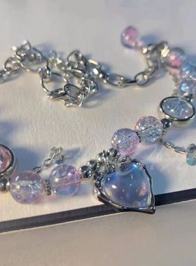 颜值精致ins小众高级森系爱心银河吊坠闺蜜手链