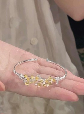 新中式古风春夏桂花手镯女小众设计时尚百搭手环开口可调节手