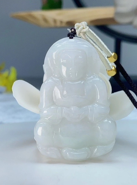 天然翡翠观音男款吊坠