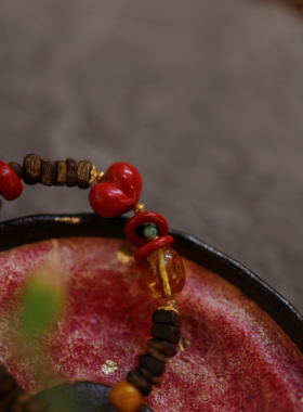 玉环原创木火通明奇楠沉香手串朱砂雷祖紫薇讳新中式屁桃平安财运