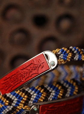 一生安朱砂护身符手牌s925纯银镶嵌五帝钱手绳平安男女保真正品礼