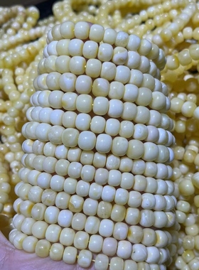 俄料虎皮纹白花蜜蜡手串纯手工老型桶珠文玩男女士手串链礼物白蜡