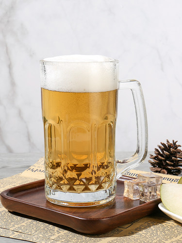 家用带把玻璃泡茶杯啤酒杯扎啤杯  加厚耐热玻璃水杯KTV茶楼专用 - 图2