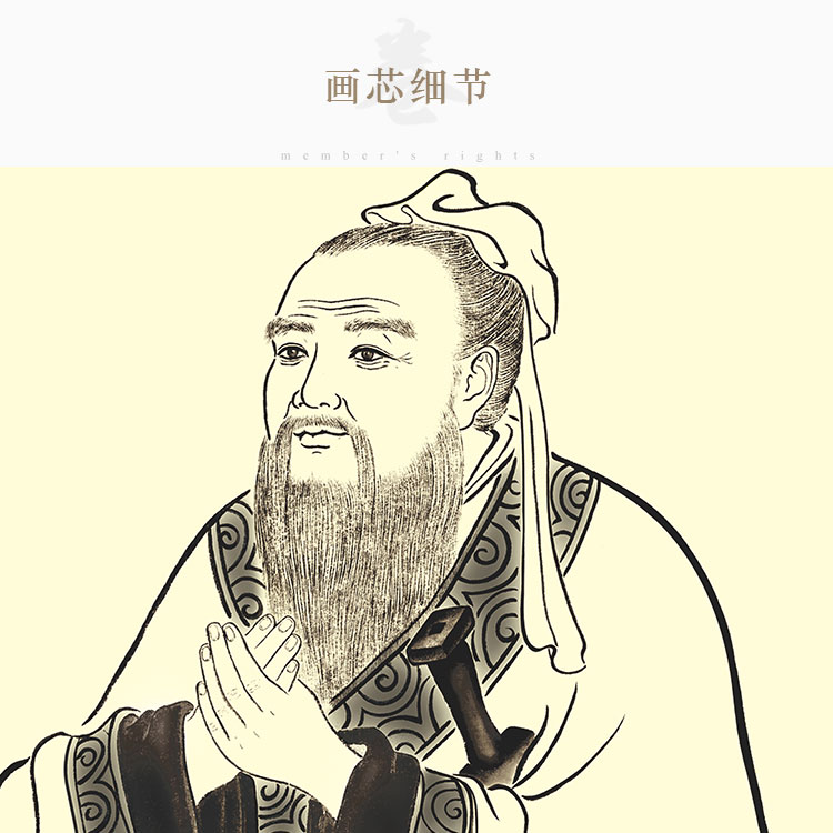 先师孔子画像 吴道子 书房学校装饰画 国学卷轴画 绢布挂画已装裱 - 图0