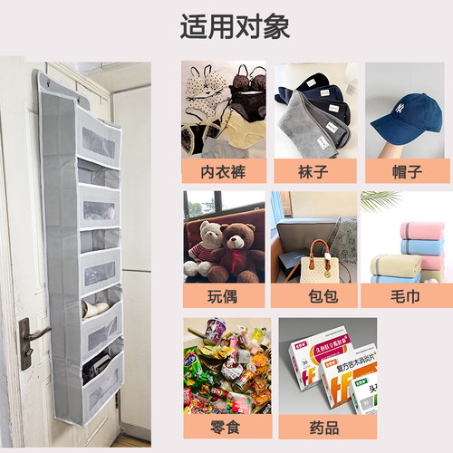 门后衣柜墙挂悬挂式布艺整理收纳挂袋宿舍床头床边纸巾挂袋大容量 - 图2