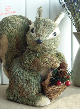 纯手工森林草编橱窗布景欧洲摆件