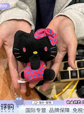 日本中古贵妇波点HelloKitty毛绒挂件可爱kt书包挂饰包包玩偶礼物