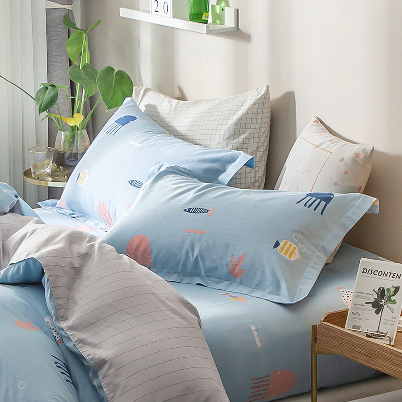 一对装全棉单人儿童卡通情侣枕头套 谷蝶枕套