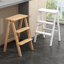 Folding ladder stool domestic ladder solid wood stools kitchen bar stool dentall three-step multifunctional cashier desk chair