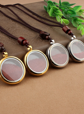 钛钢圆形男女可打开空心瓶项链