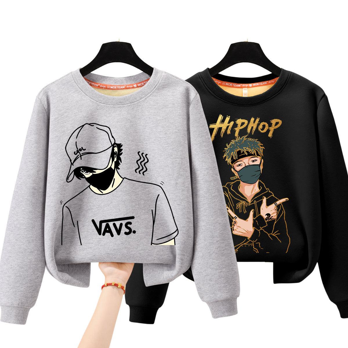 麦米麦卡旗舰店男童加绒卫衣加厚保暖上衣中大童新款冬装外穿童装儿童打底衫3