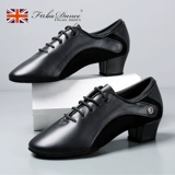 FB, профессиональная мужская обувь для латинских танцев, подлинный национальный стандарт, мягкая подошва, лакированная кожа на среднем каблуке, домашняя обувь для социальных танцев
