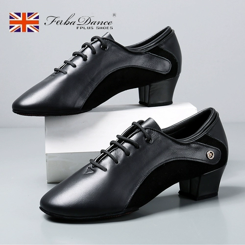 FB, профессиональная мужская обувь для латинских танцев, подлинный национальный стандарт, мягкая подошва, лакированная кожа на среднем каблуке, домашняя обувь для социальных танцев