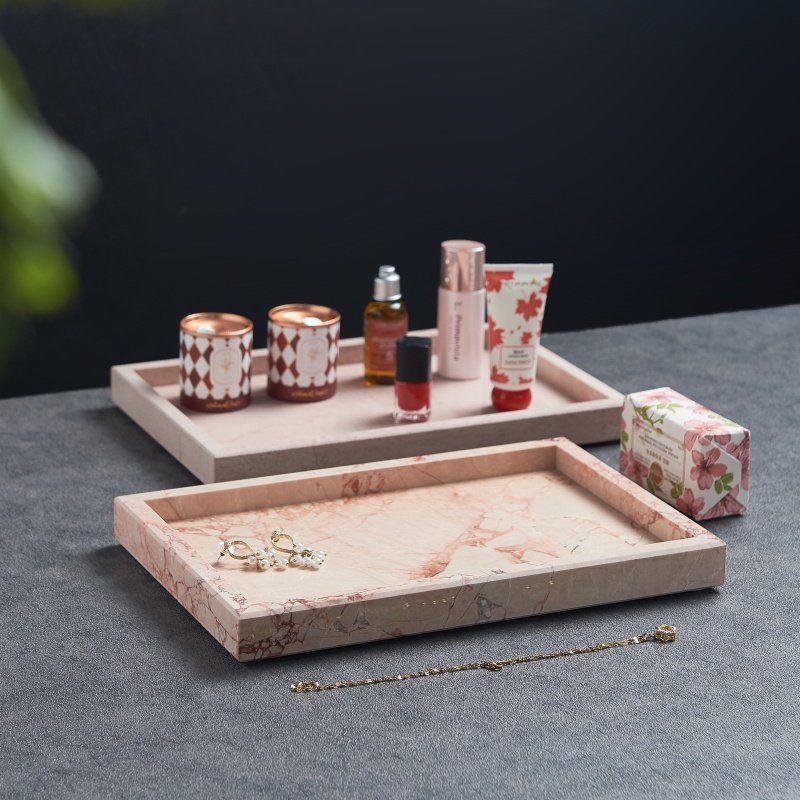 浪漫粉色天然大理石托盘玄关样板间摆件香薰蜡烛首饰置物艺术托盘,淘宝优惠券,粉丝福利购,淘宝优惠卷