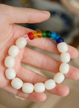 白术原创天然菩提彩虹琉璃手串女简约小众好运连连夏日手串