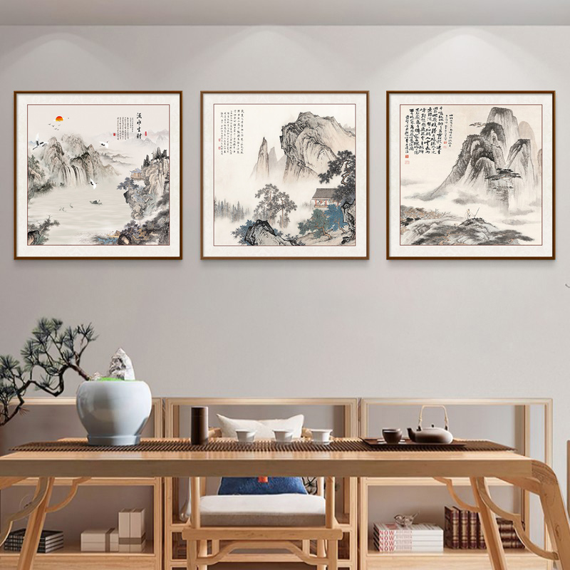 新中式山水画入户玄关装饰画餐厅壁画客厅沙发背景墙画中国风挂画