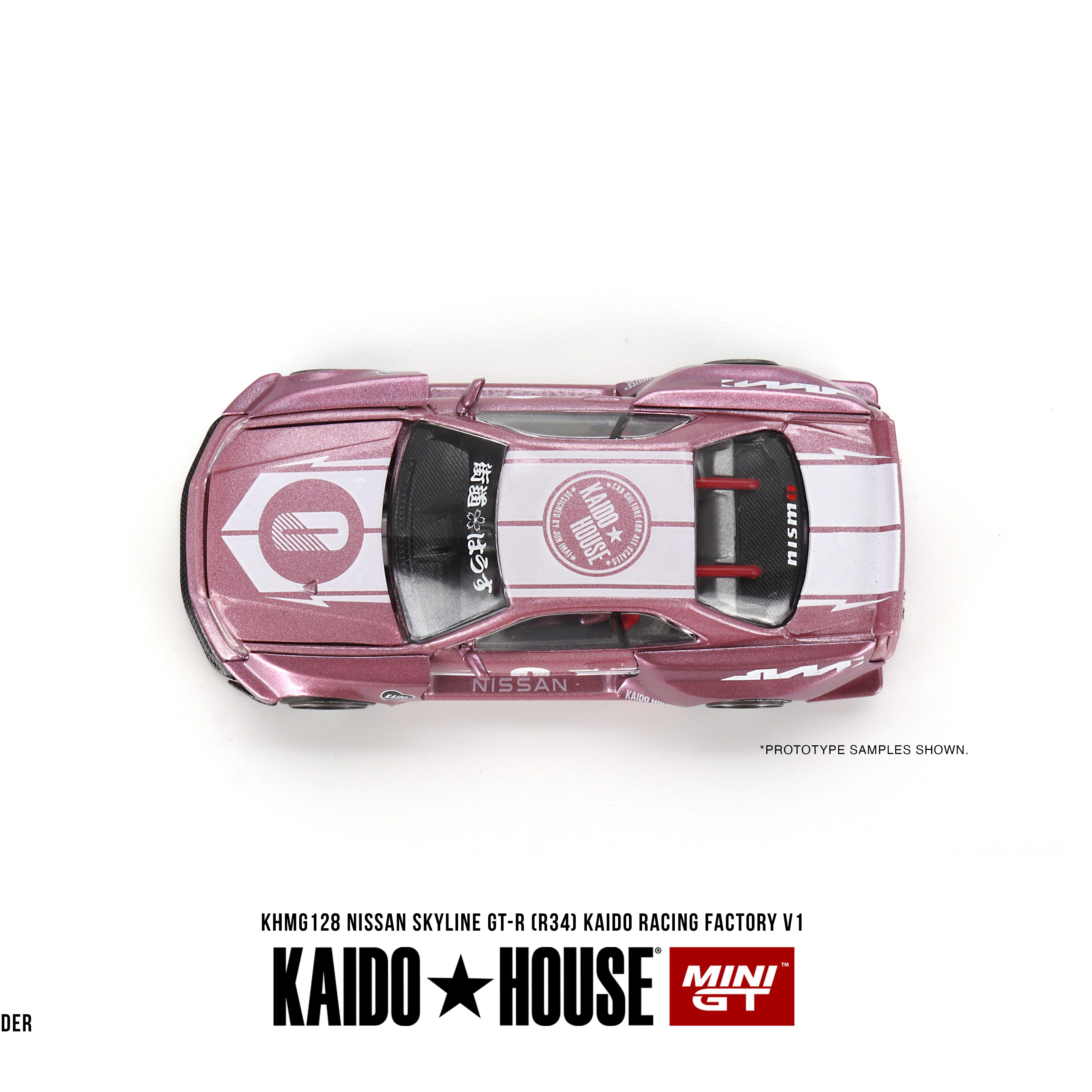 MINIGT 1/64日产Skyline GT-R (R34) KAIDO RACING粉色合金模型 - 图2