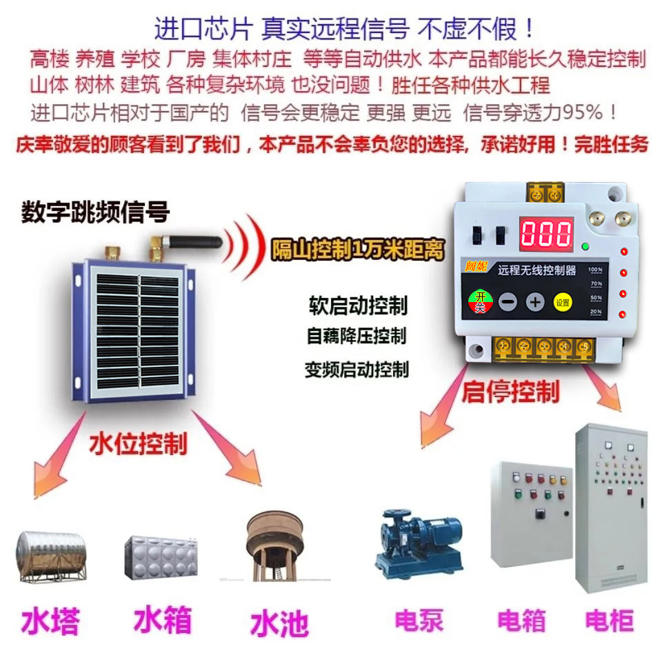 远程无线全自动抽水开关水位控制器水位显示水池上水380V三相电箱 - 图3