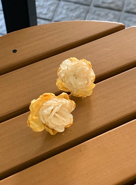 手作日系花瓣布艺小众温柔耳环