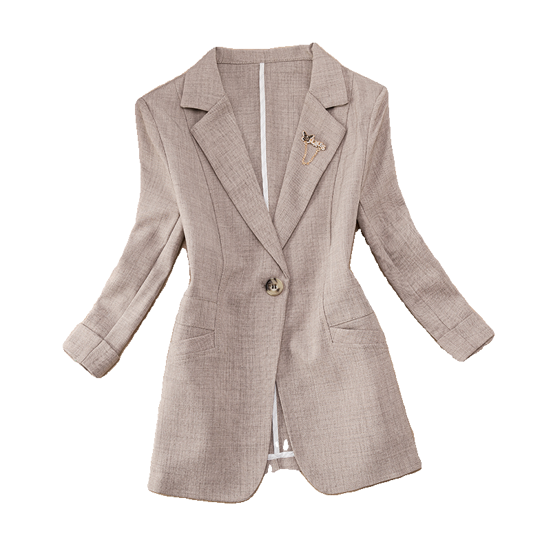 春夏季新款小西服女2025修身显瘦七分袖外套薄款百搭一粒扣上衣潮 - 图3