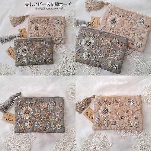 COTTAGE印度手工刺绣花串珠化妆包零钱饰品收纳随身女用小号系列 - 图2