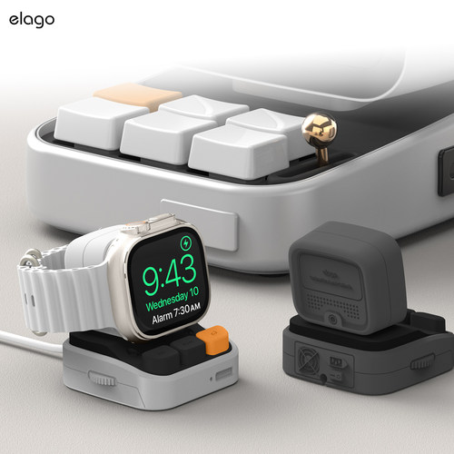 elagoWT支架适用于AppleWatch Ultra3/2苹果手表支架s11/10充电座s8苹果手表底座SE复古创意硅胶配件桌面 - 图3