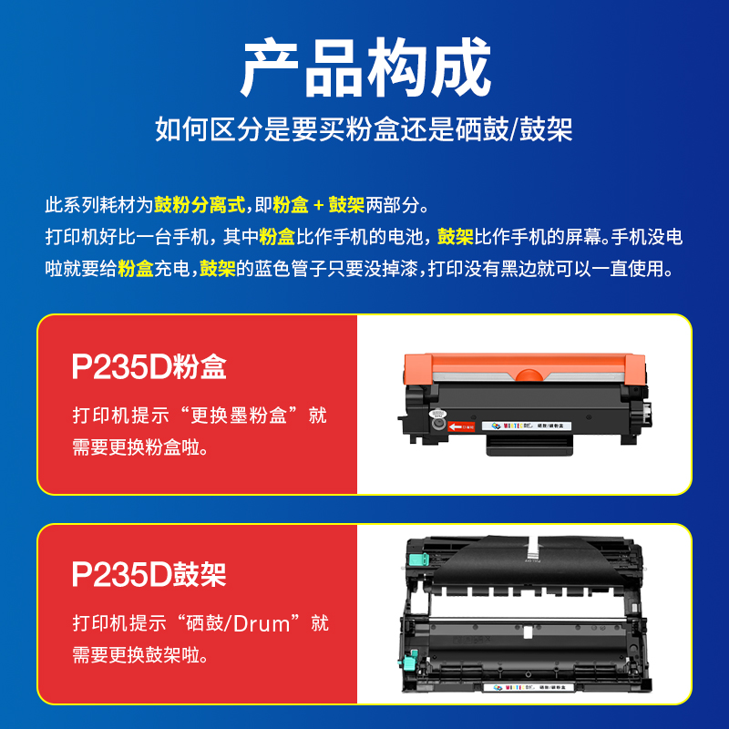 适用施乐M248b硒鼓P235d粉盒M235dw P275dw打印机墨盒M275z P248 M248db碳粉盒CT202880 P288dw M288dw/z硒鼓-图1