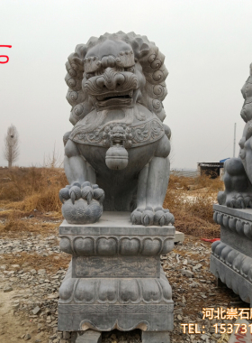 大型天然青石雕石狮子汉白玉精雕大门口装饰摆件门墩一对仿古迎门