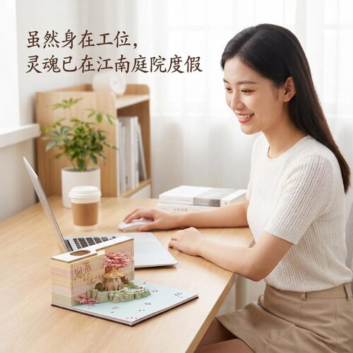 便签本 桃花岛高颜值可撕3d纸雕立体艺术便利贴学生创意好玩有趣 - 图1