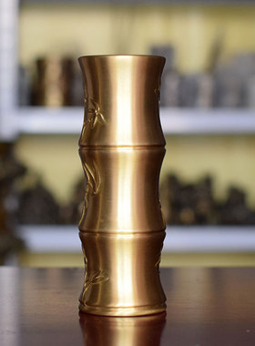 黄铜香筒竹子香筒佛字精品光滑厚重现代香具包邮高20厘米