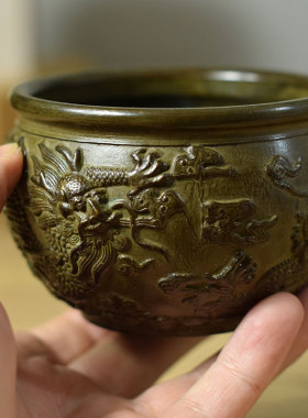 招财办公室烟灰缸纯铜招财