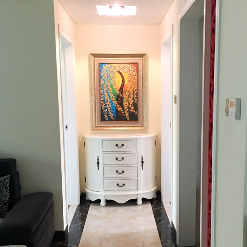 卧室入户进门轻奢玄关柜半圆实木斗柜欧美式玄关桌客厅隔断柜彩绘 - 图2